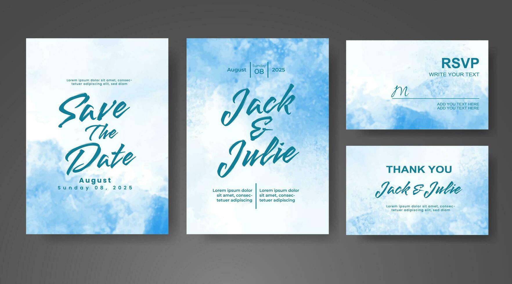 Wedding invitation with abstract watercolor background vector