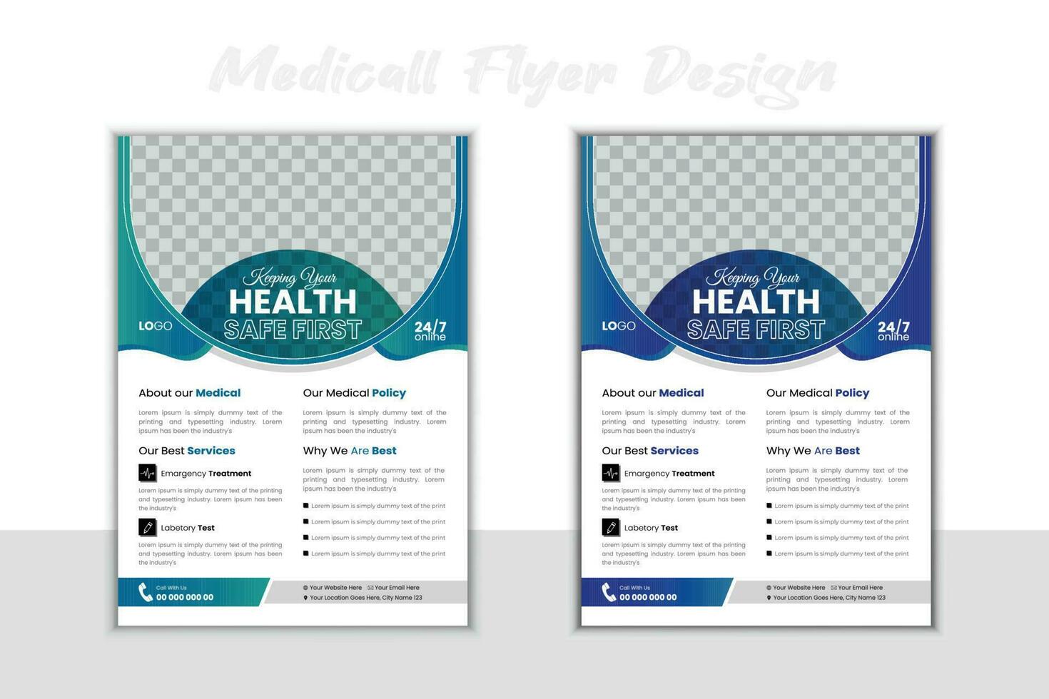 Minimal and creative business medical Flyer design. Vector medical flyer layout template.