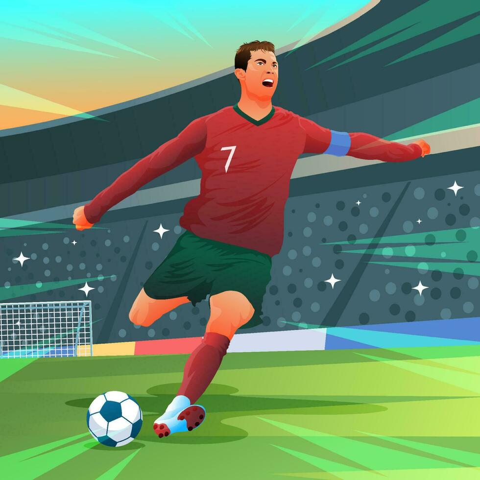 Soccer Player Shooting a Ball vector