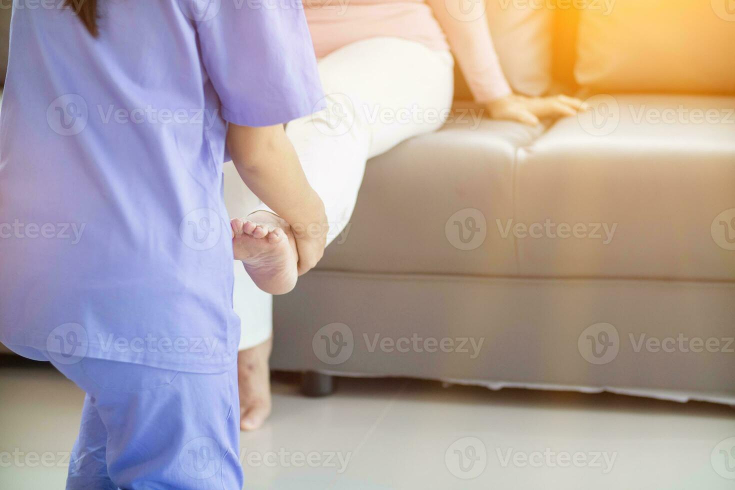 Physical therapists are helping elderly people to take care of themselves after a long period of recovery and they need regular physical therapy to help their bodies recover. physical therapy concept photo