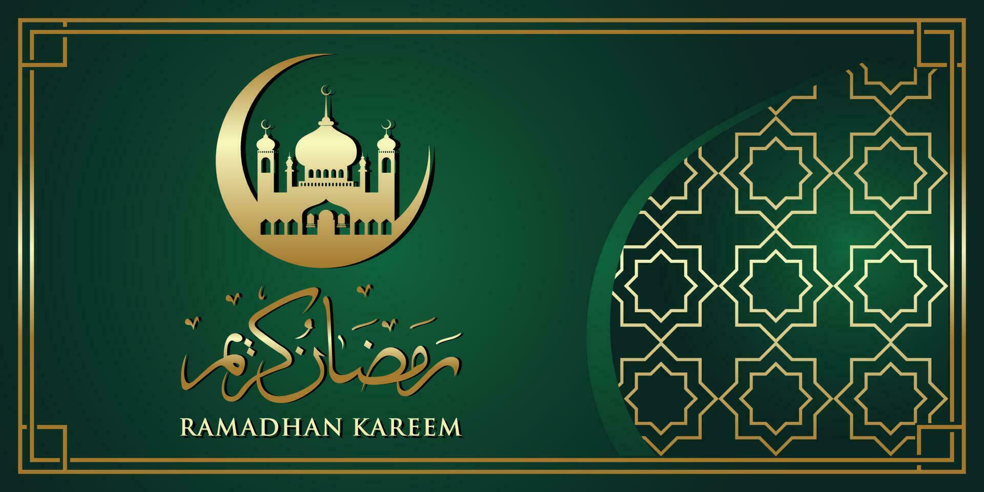 Ramadan Kareem Arabic calligraphy, Ramadan Kareem beautiful greeting card with arabic calligraphy. Premium Vector