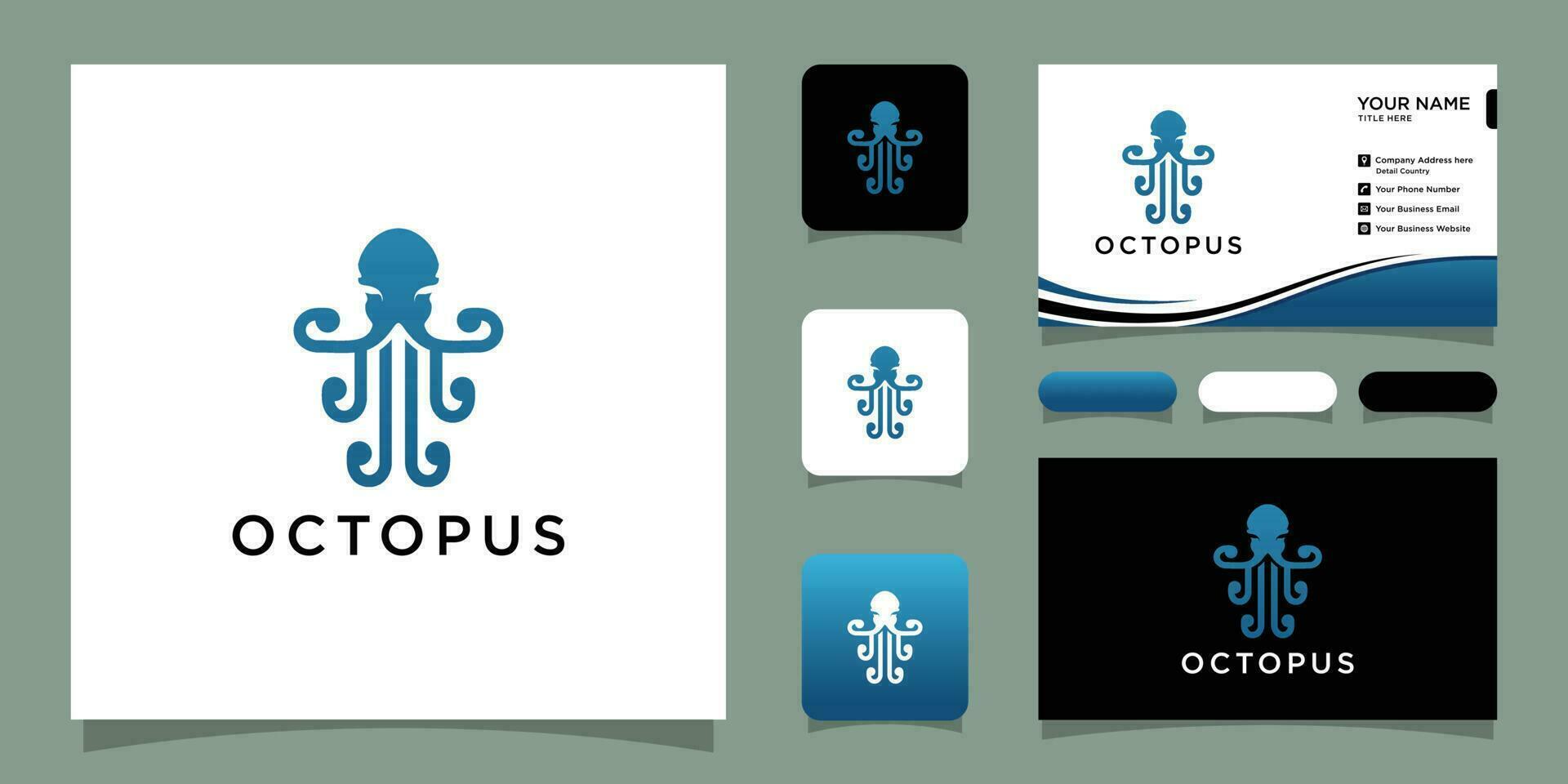 Octopus Logo, Simple Octopus Vector Logo Design with business card design Premium Vector