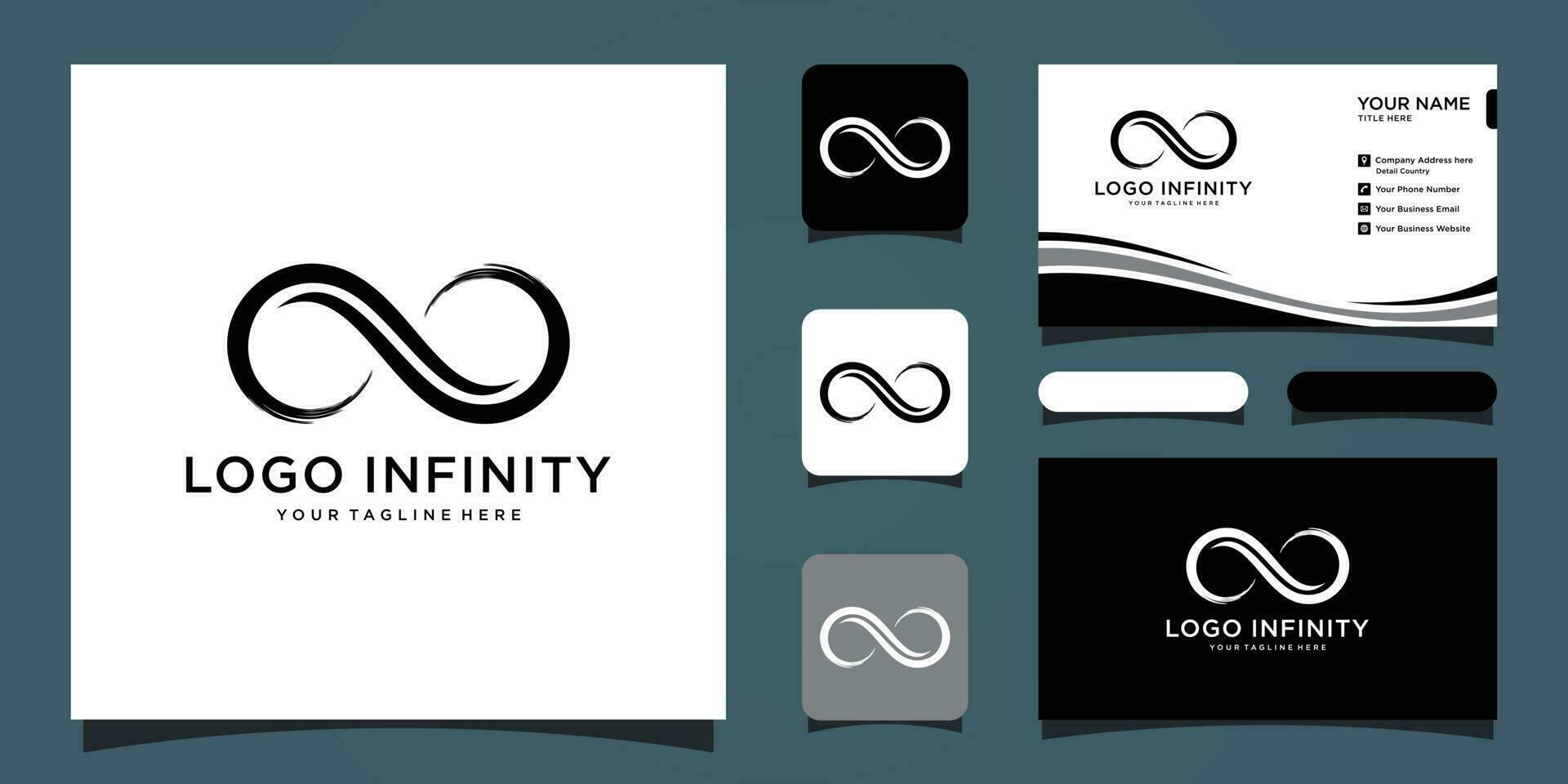 Infinity logo design with business card design Premium Vector