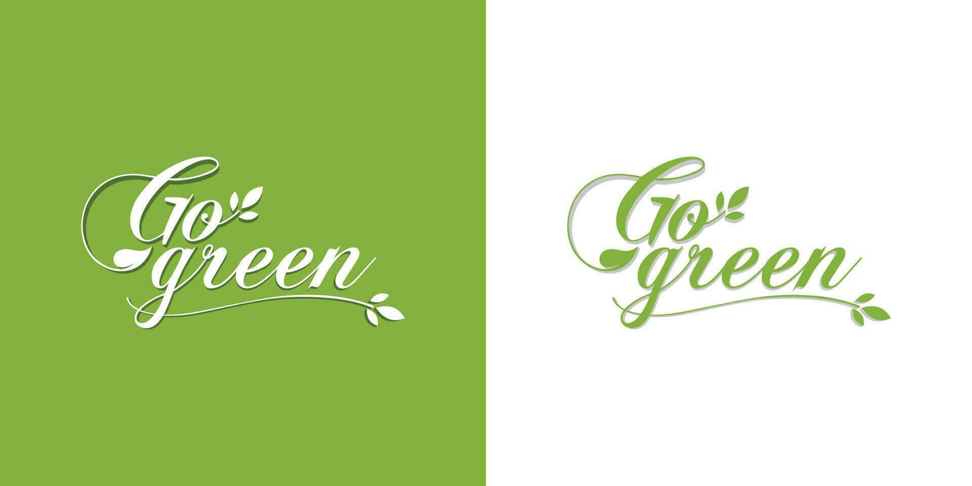 Modern Go Green Environment Label Logo Illustration. Premium Vector