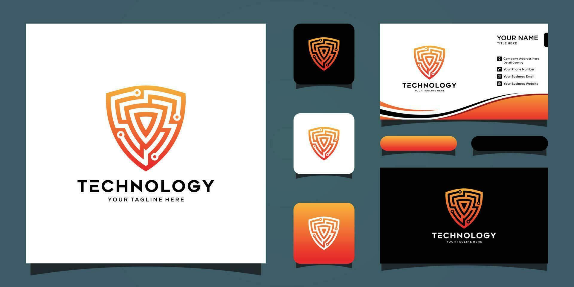 Security logo technology for your company, shield logo for security data and business card premium vector Premium Vector