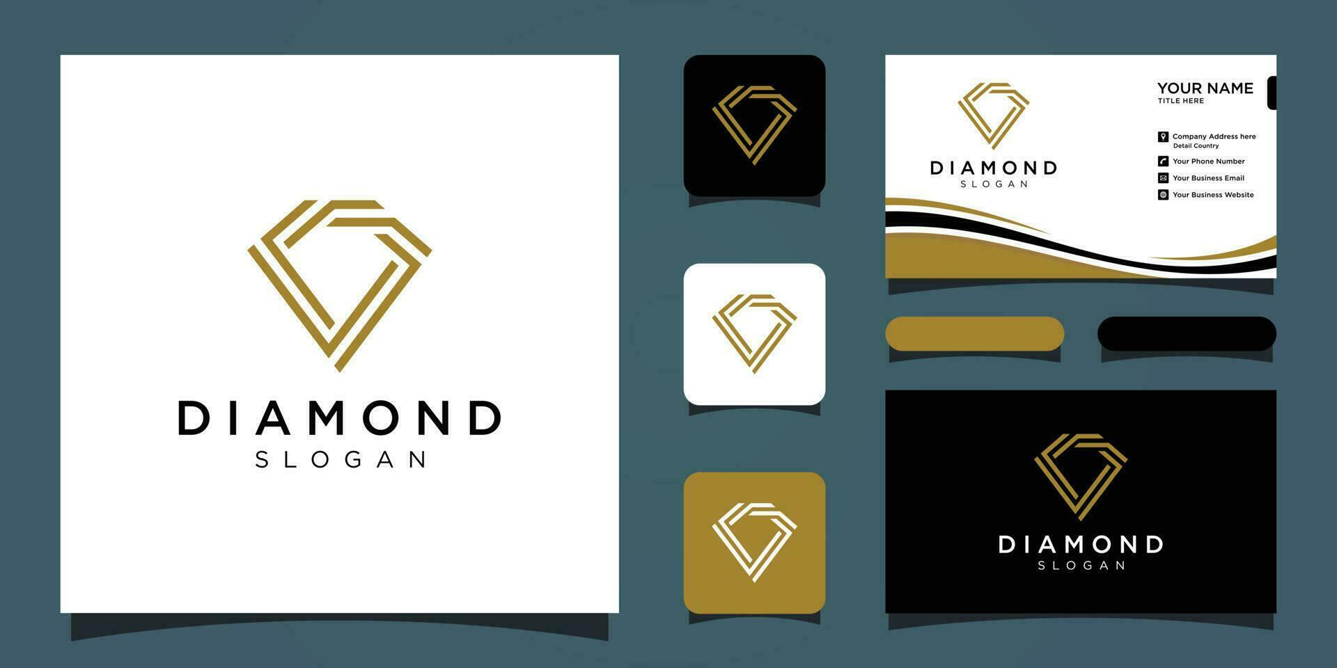 Creative diamond concept logo design template and business card Premium Vector