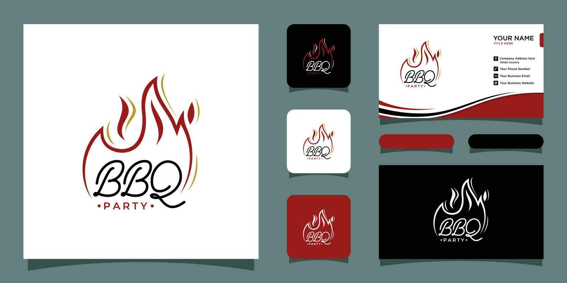 escrito barbacoa fiesta logo modelo con fuego. parilla fiesta logo prima vector