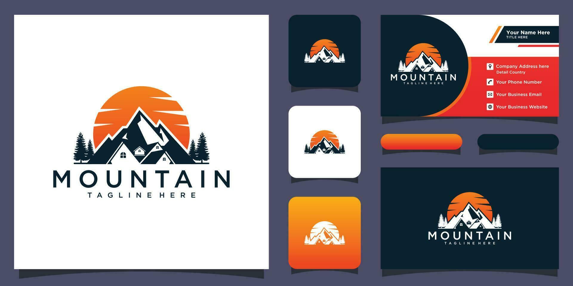 montaña logo y ilustración sencillo diseño logo modelo con negocio tarjeta diseño prima vector