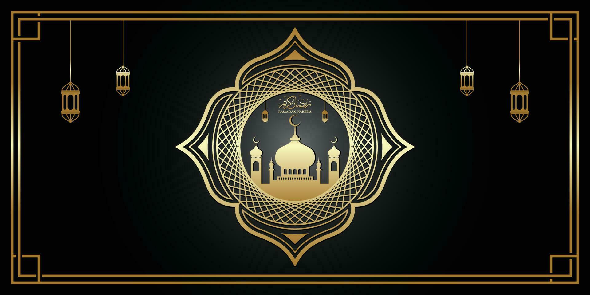 Ramadan Kareem Arabic calligraphy, Ramadan Kareem beautiful greeting card with arabic calligraphy Premium Vector