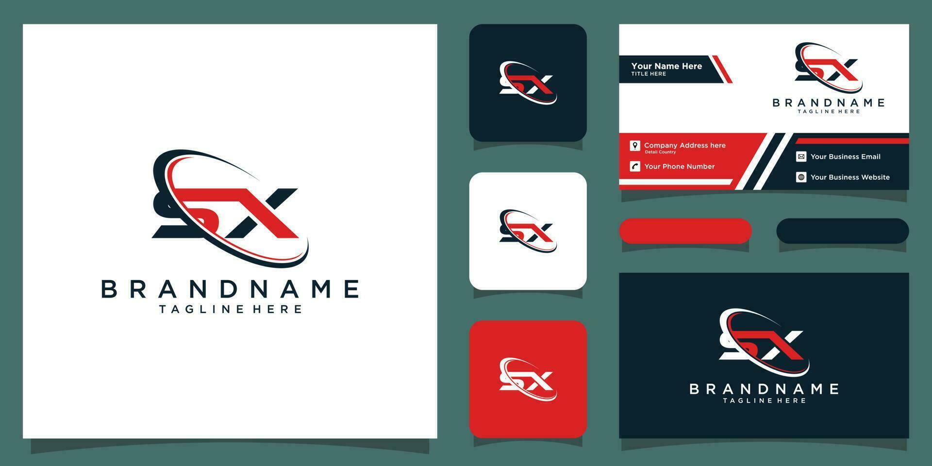 Initial Letter SX Logo Template Design with business card design Premium Vector