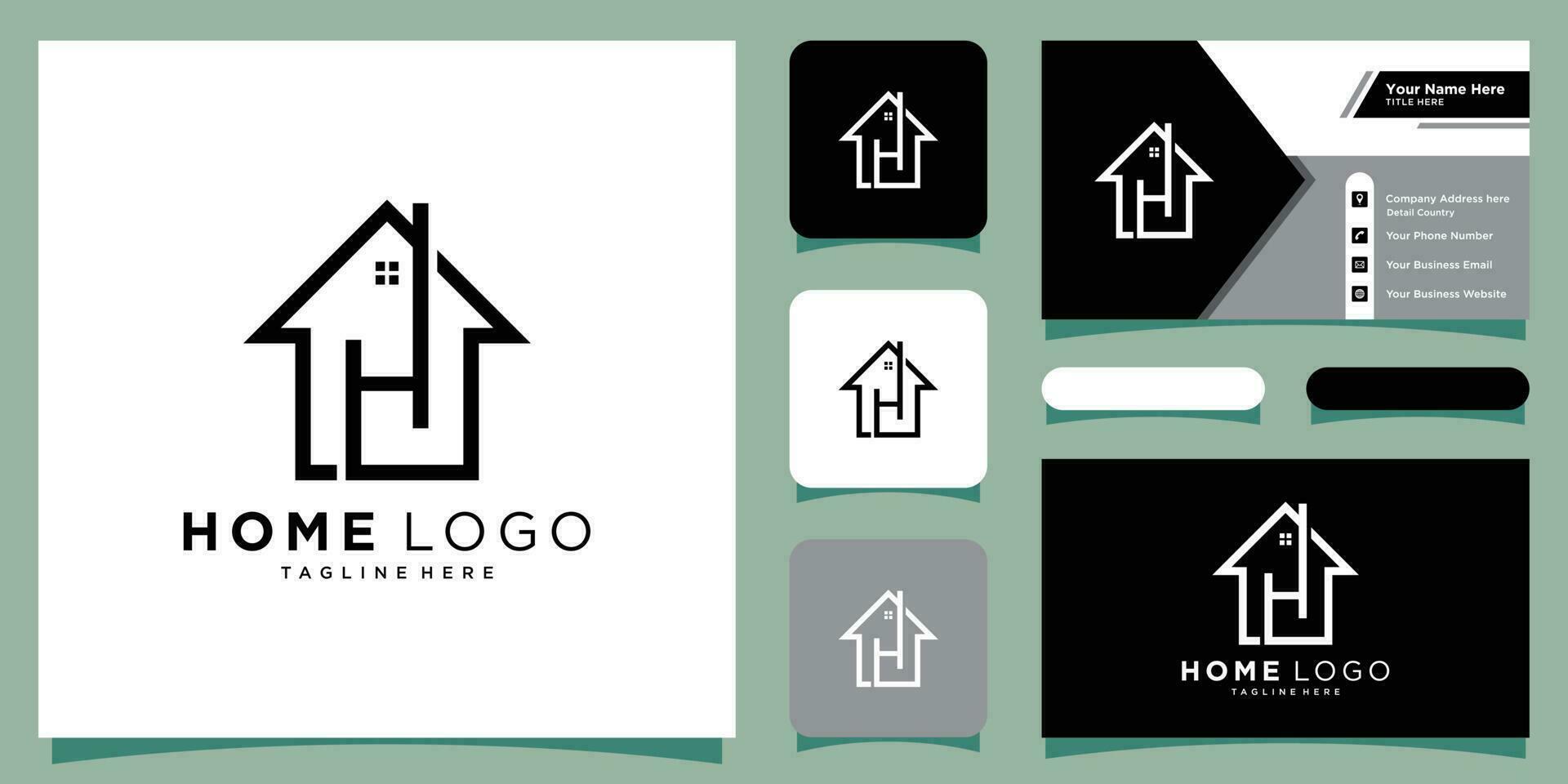 Abstract vector logo combines house and the letter H with business card design Premium Vector