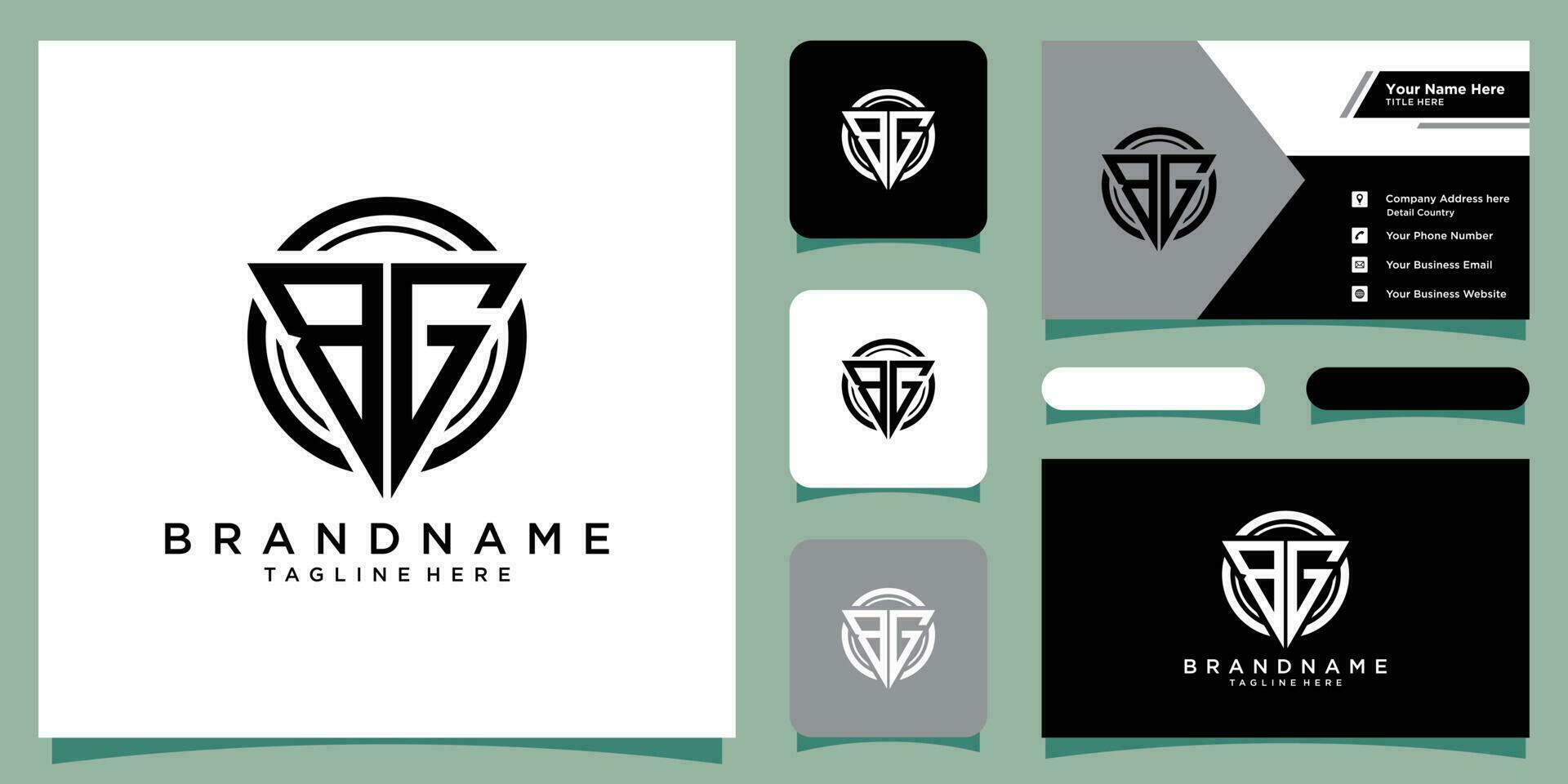 BG triangle letter logo design vector with business card design Premium Vector