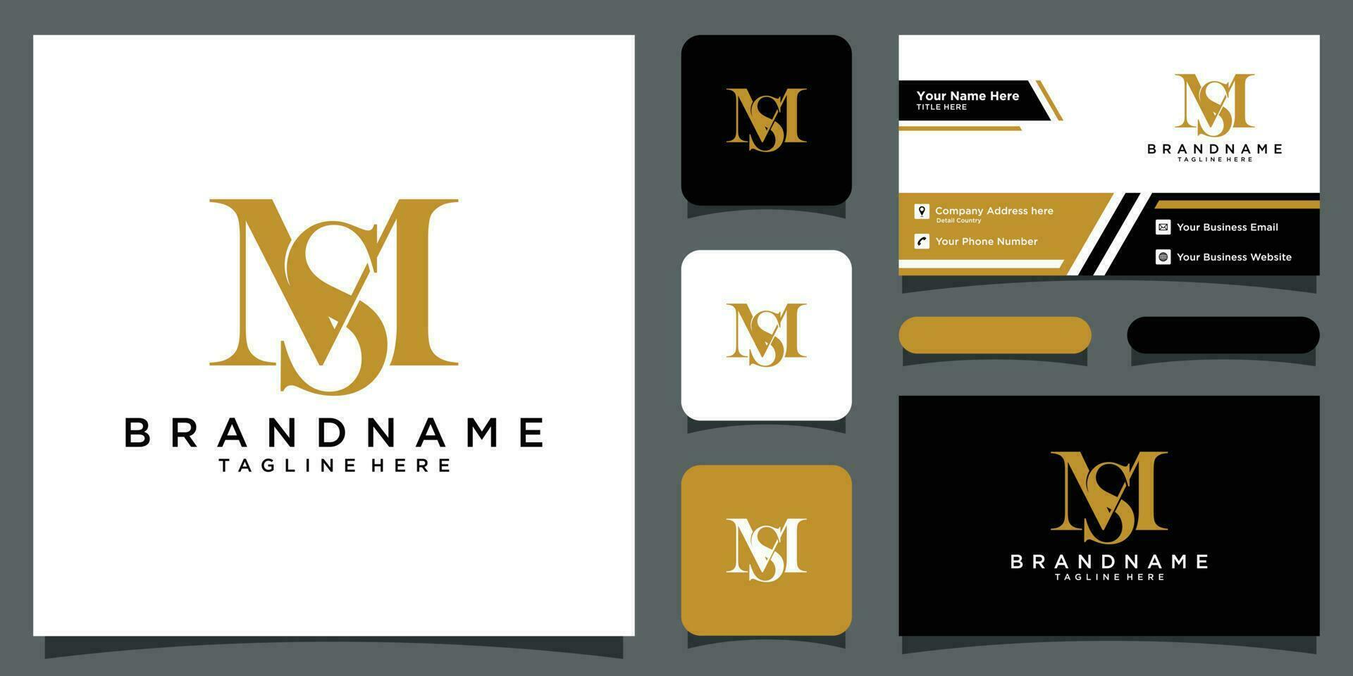 Alphabet Letter Icon Logo MS or SM with business card design Premium Vector