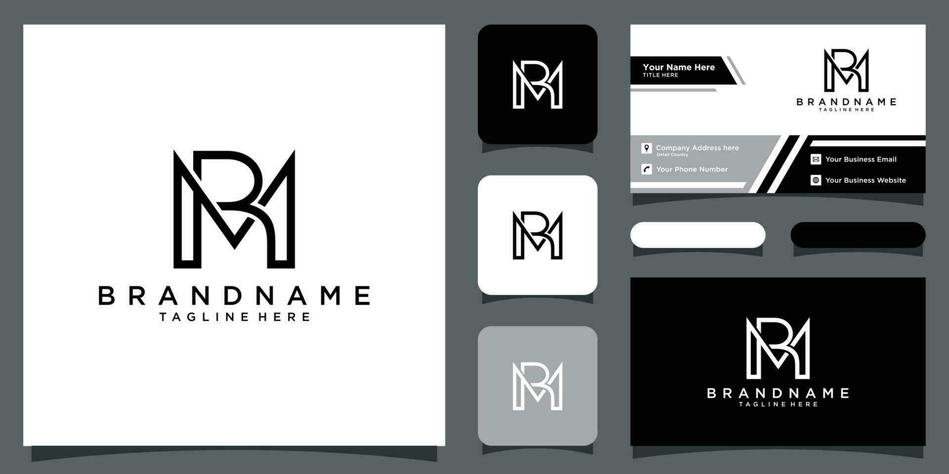 Initial Letter MR typography logo design vector with business card design Premium Vector