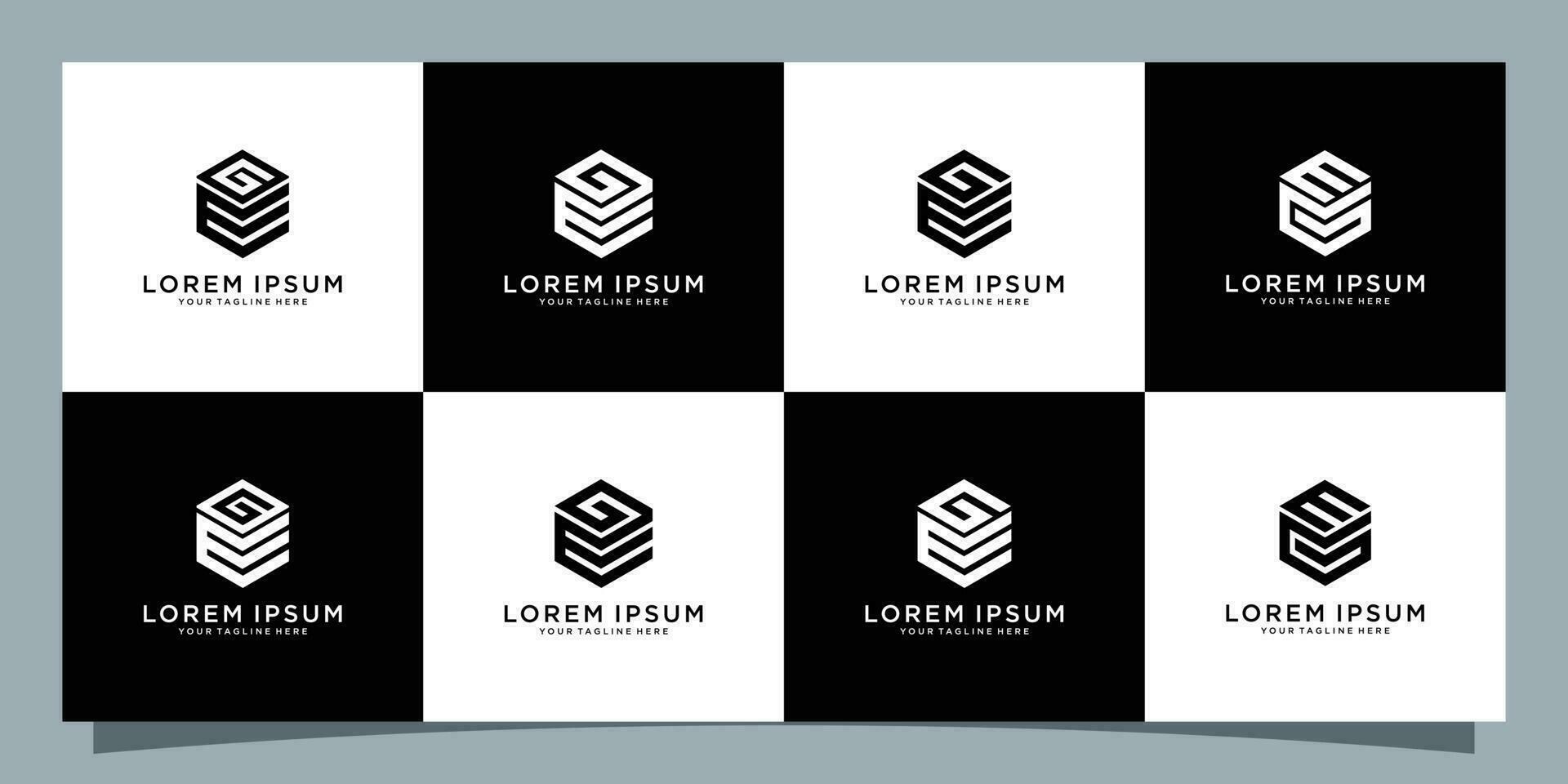 Set of initial letter GE abstract vector logo design template. creative typographic concept icon Premium Vector