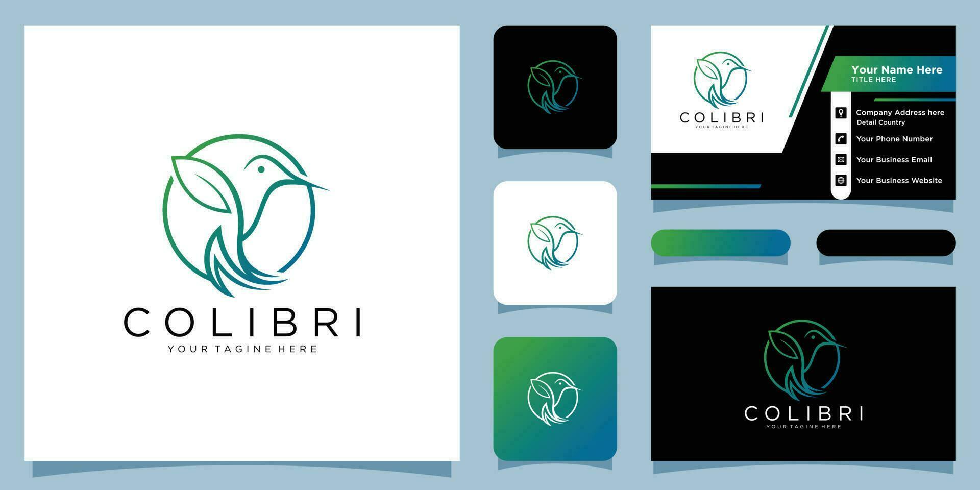 Bird Colibri logo for animals vector icon, Bird icon design template Premium Vector