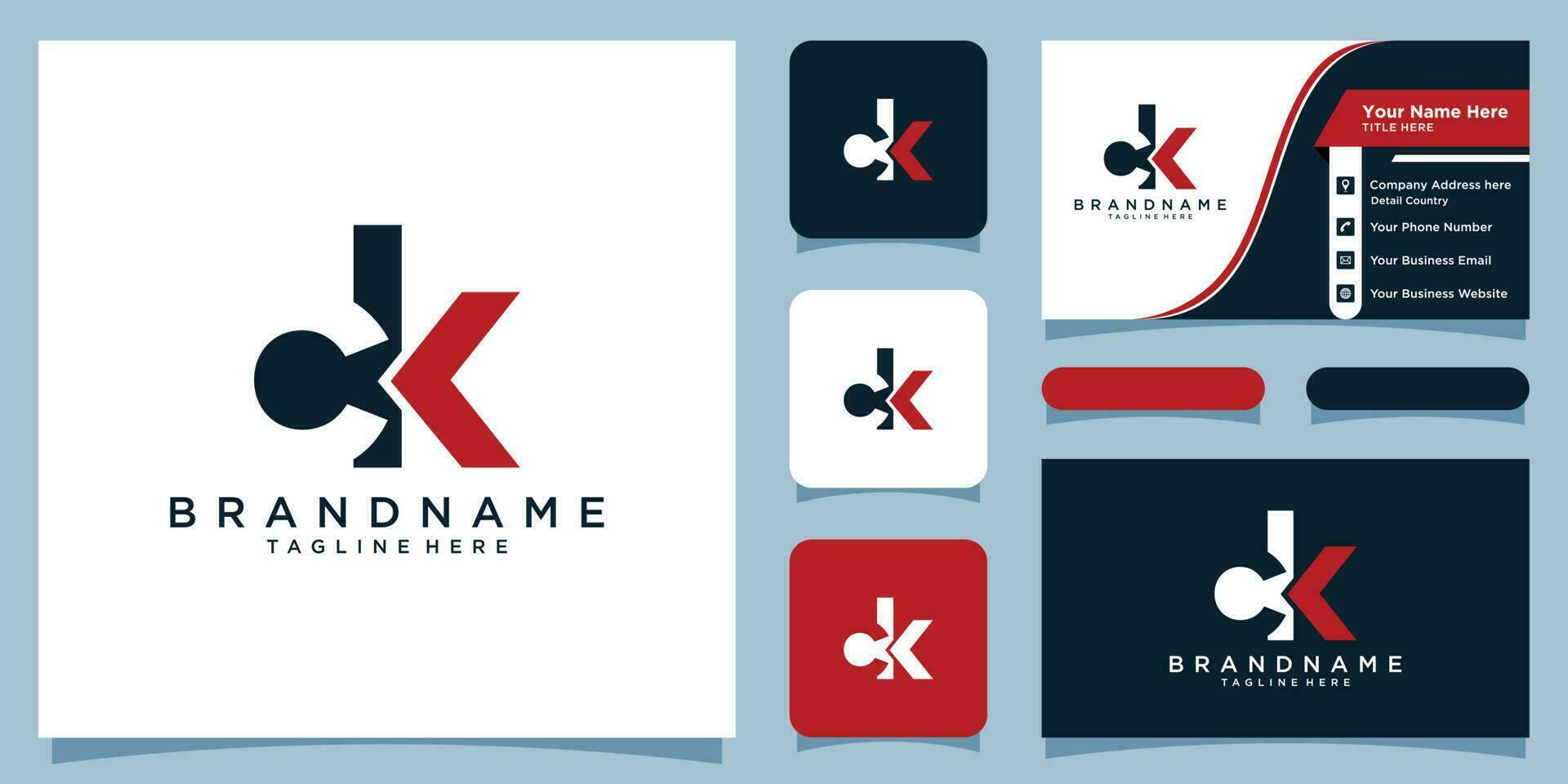 CK initial logo template vector with business card design Premium Vector