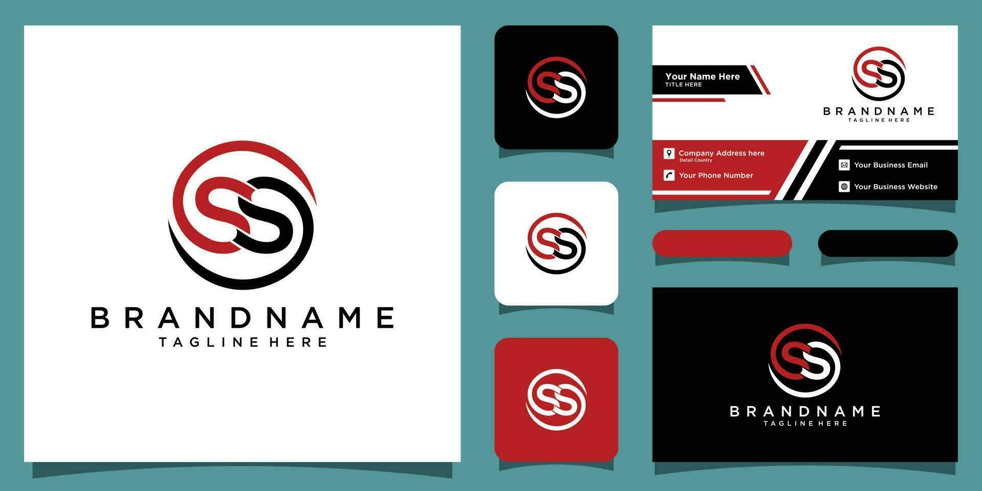 Initial letter SS or S minimalist art monogram shape logo with business card design Premium Vector