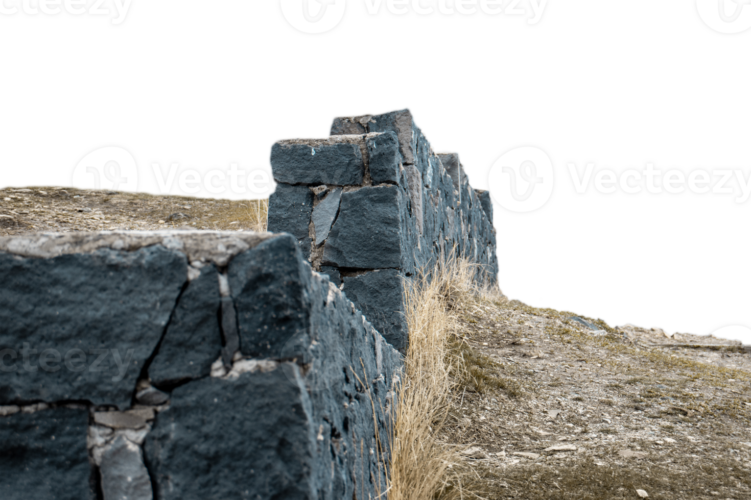 Close up fence stone wall surface with cement on yard concept photo. png