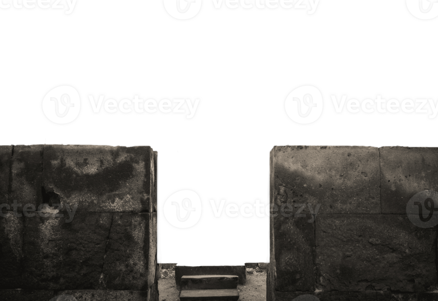 Ruins of an ancient temple doorway isolated PNG photo with transparent background.
