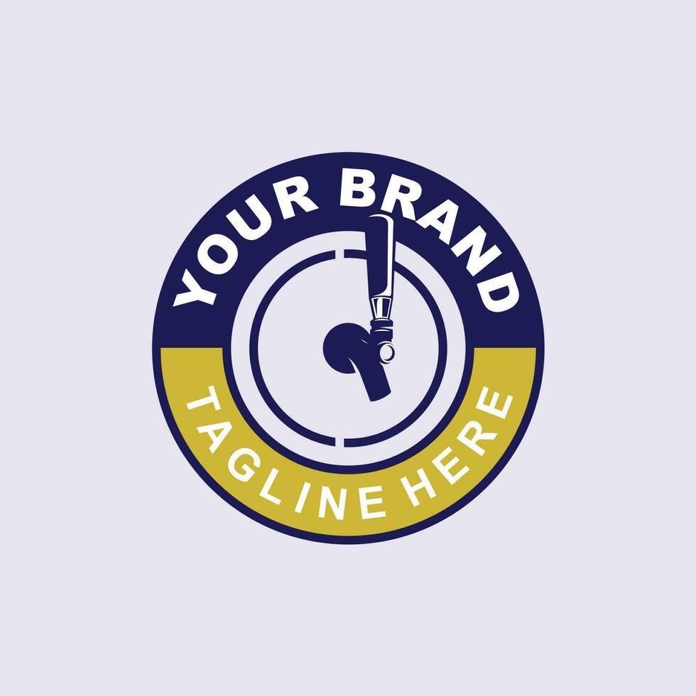 tap beer badge logo design with circle vector