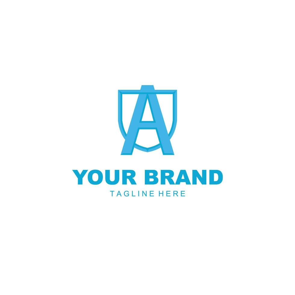 letter A illustration logo with shield vector