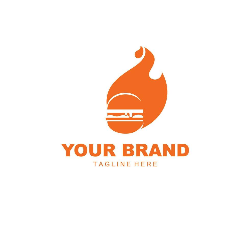 logo illustration of burger in fire vector