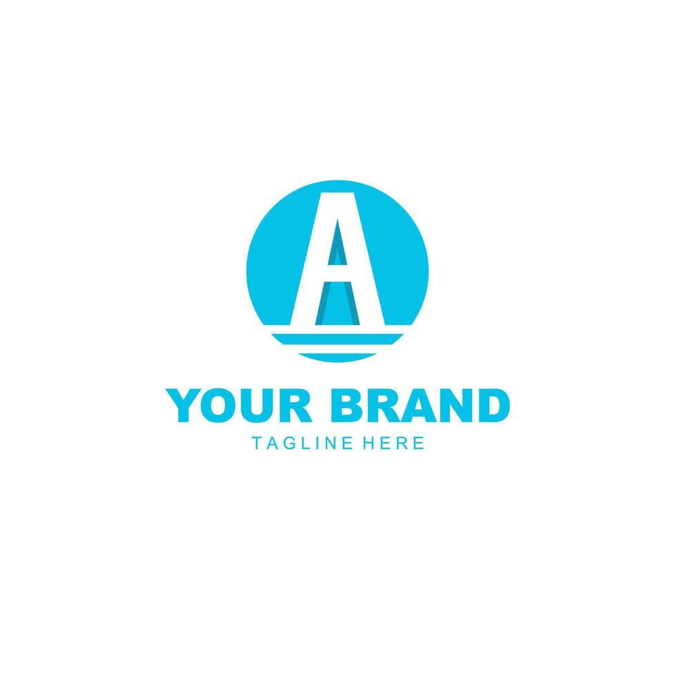 letter A logo illustration with blue circle backround vector