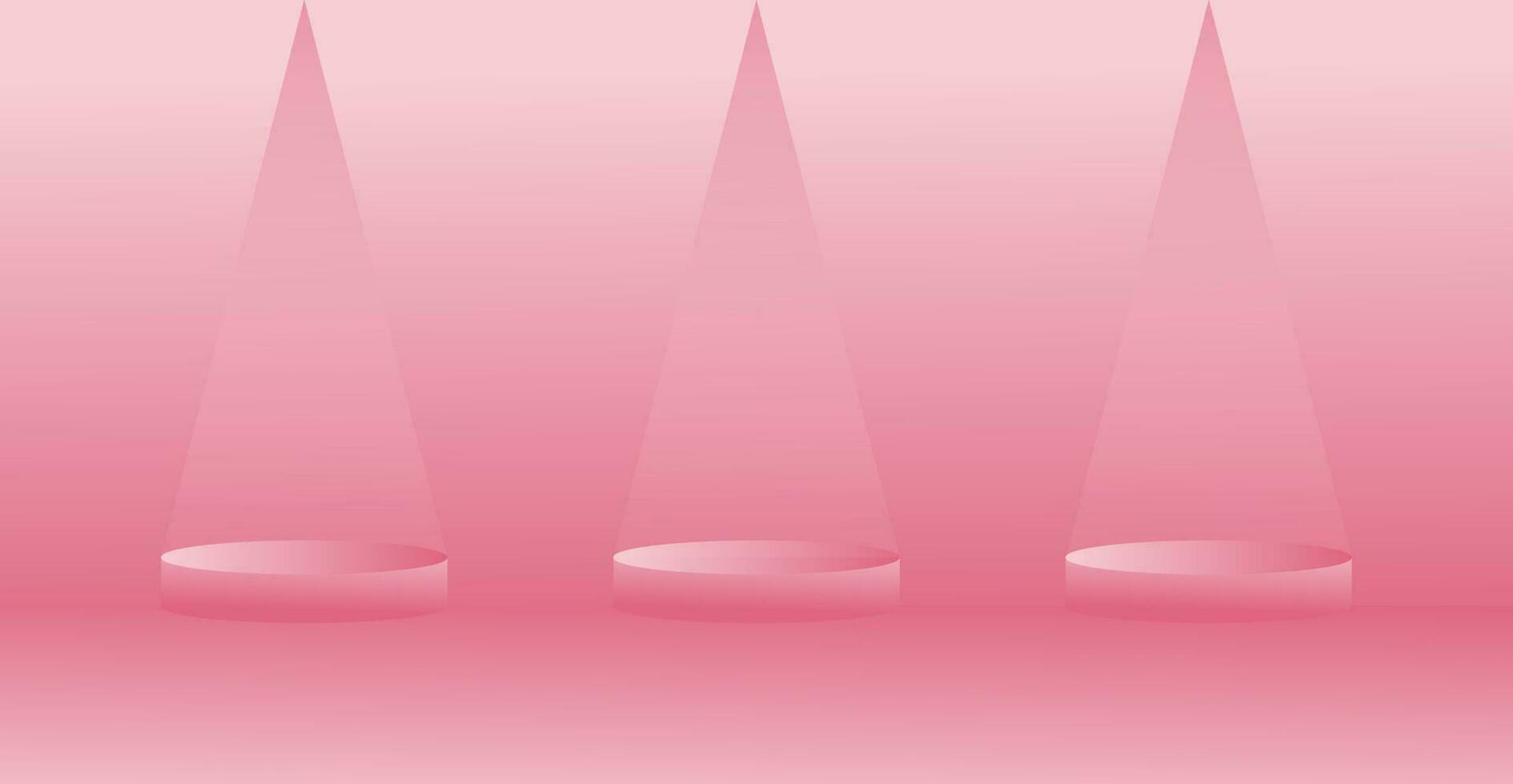 Abstract pink Background with a light beam and podium for the product vector