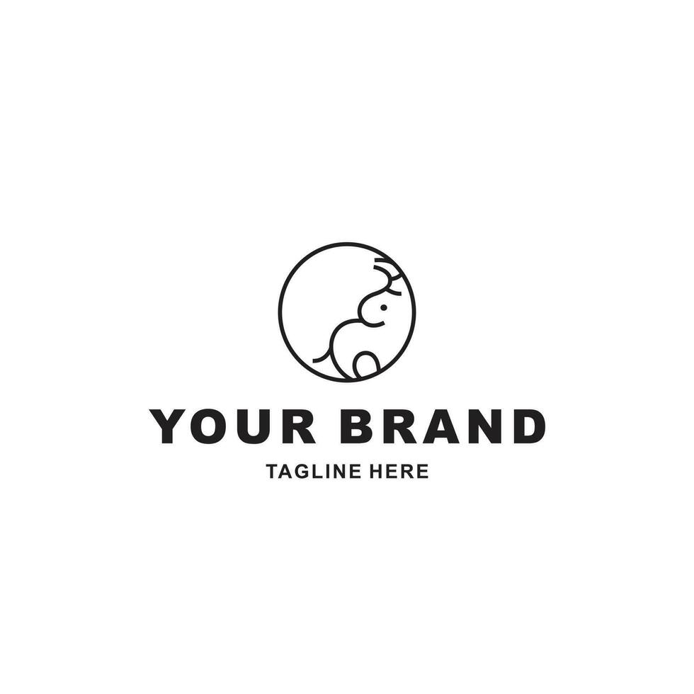 elephant logo with black line inside the circle vector