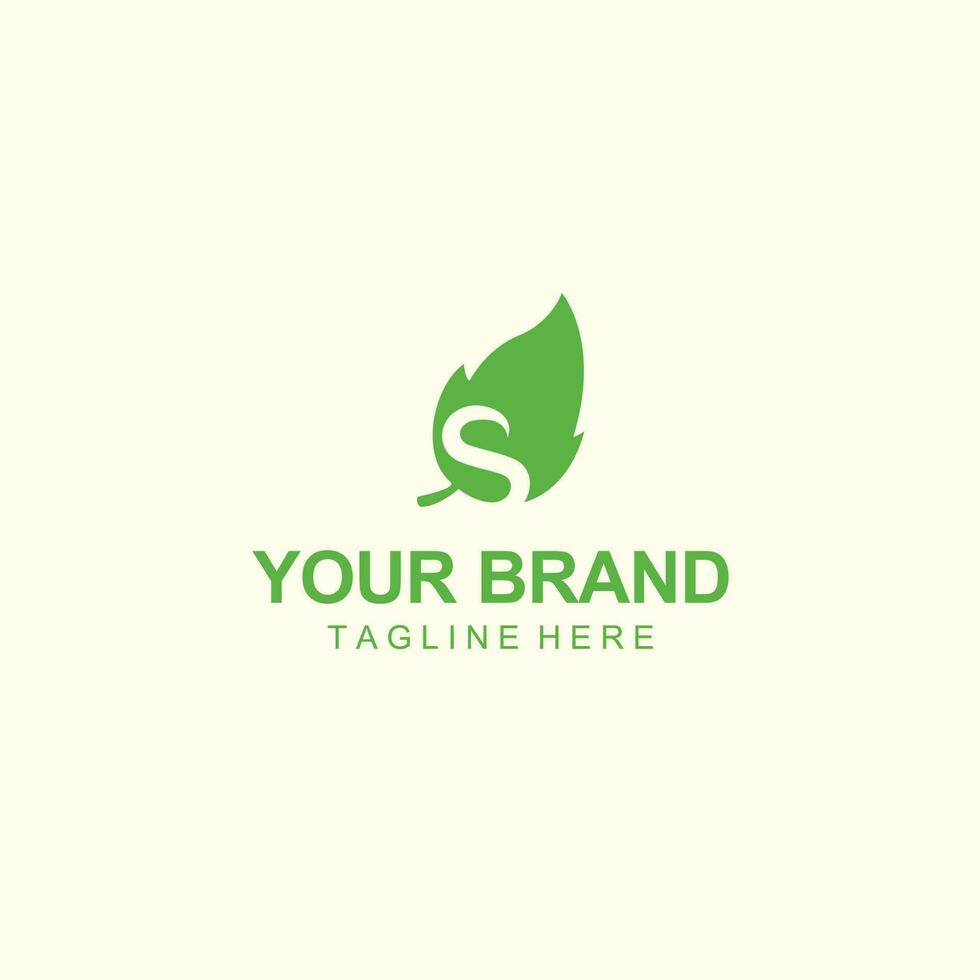 combined leaf and letter S logo vector