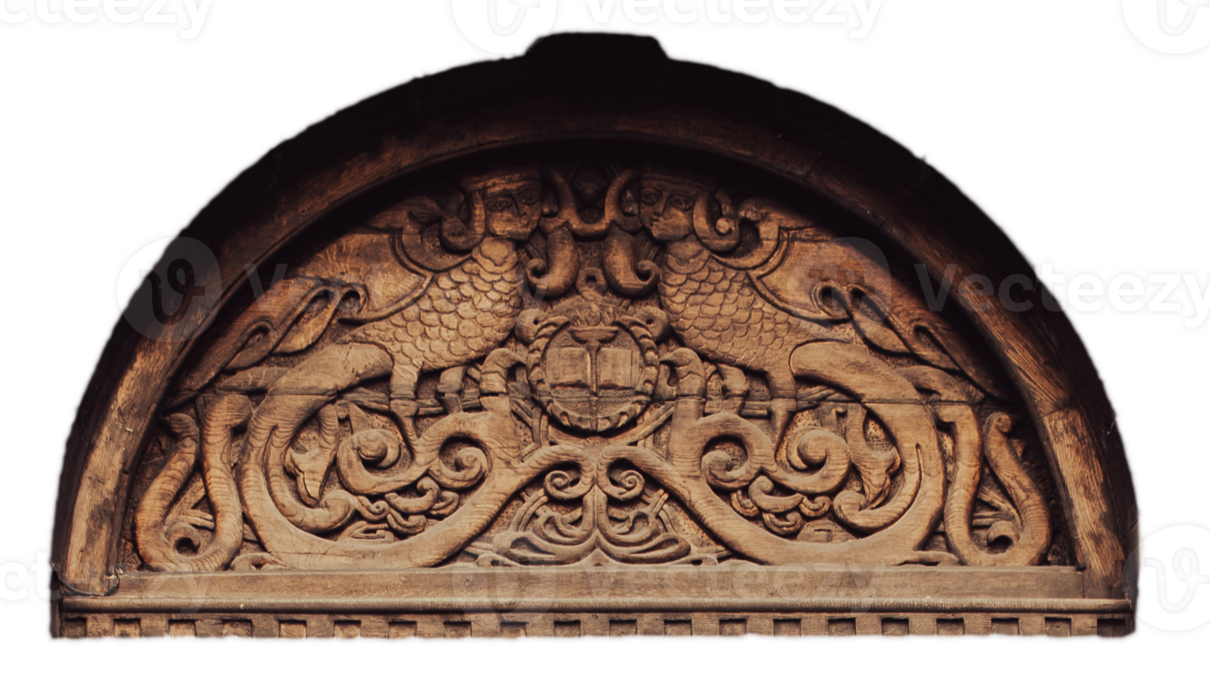 Elegant wooden door old building exterior concept photo. png