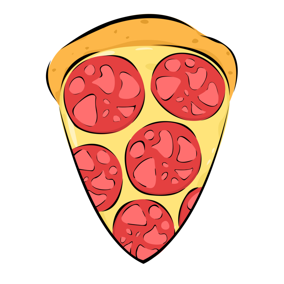 Sliced pepperoni pizza cheese flows. Cute design png