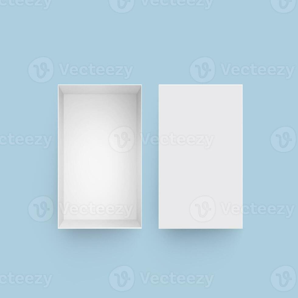 Branding cardboard boxes. on beige blue background photo