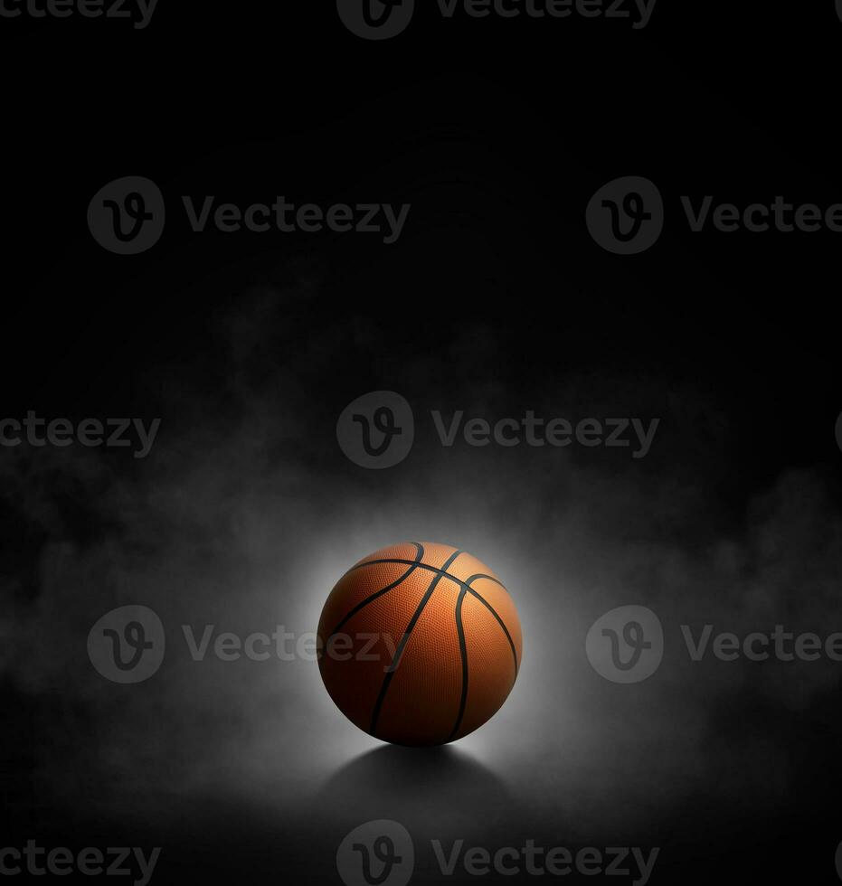 basketball with on black background with smoke photo