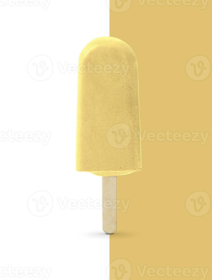 ice cream on white and yellow background photo