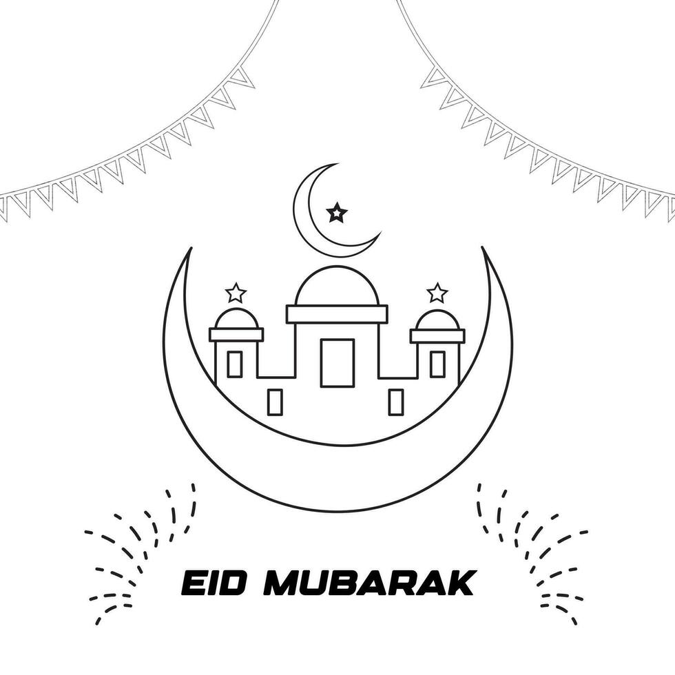 Vector hand drawn mosque for ramadan kareem with white background