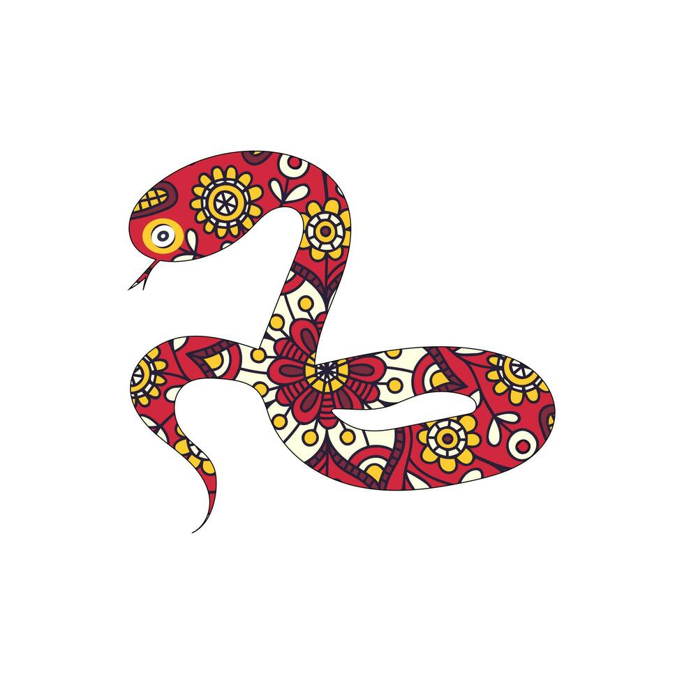 vector tatuaje Arte serpiente mano dibujo mandala y bosquejo