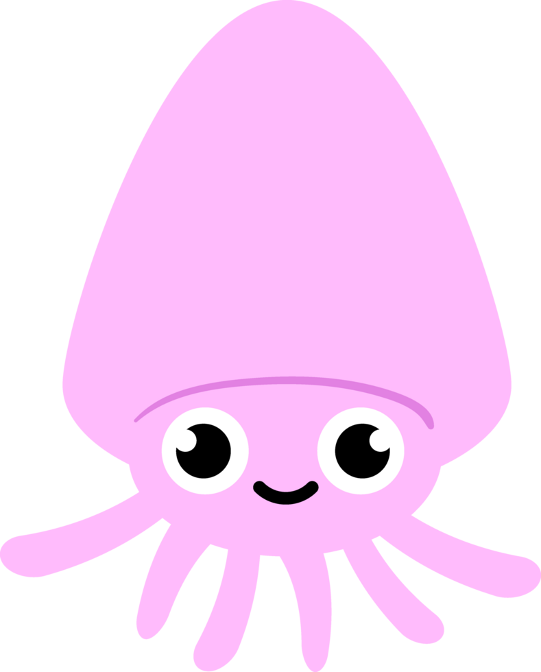 Cute cartoon squid under the sea animals png