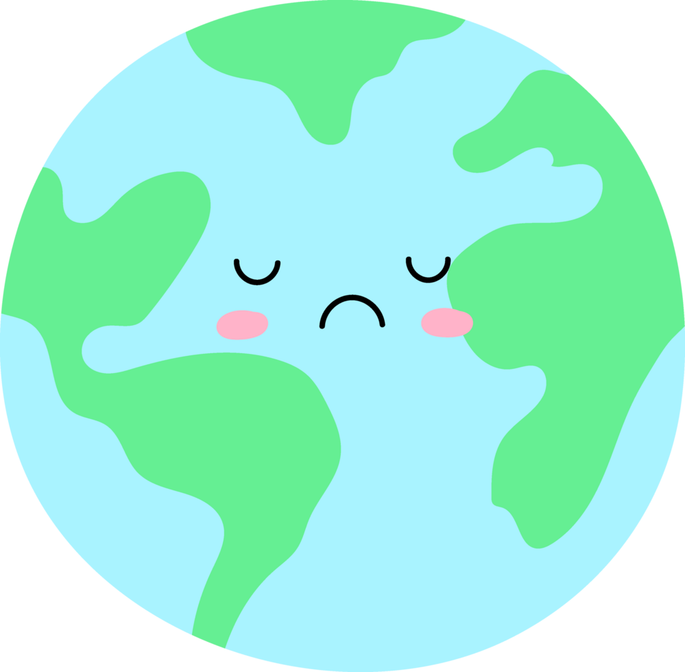 Cute earth characters with emotions, save planet concept. png