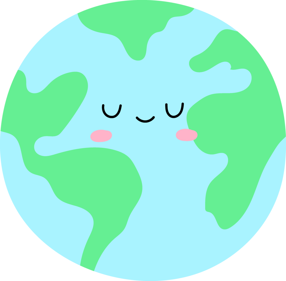 Cute earth characters with emotions, save planet concept. png