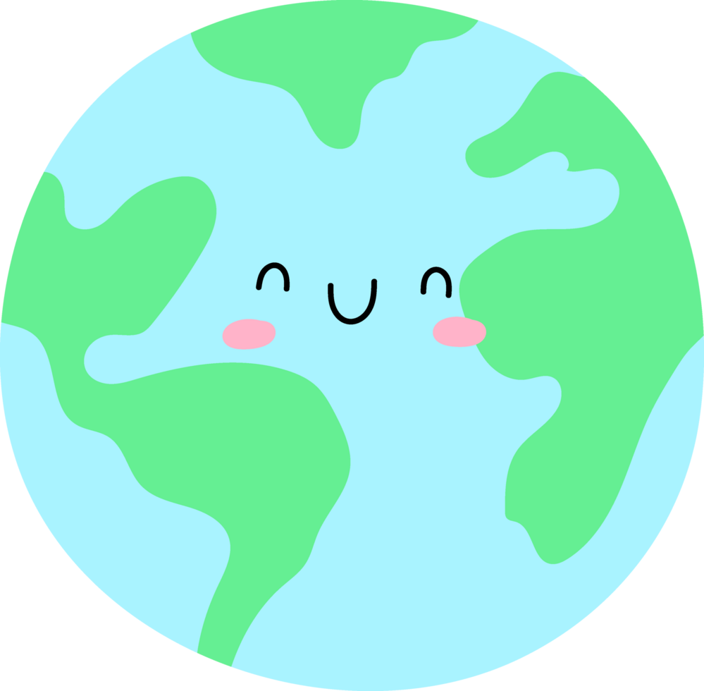 Cute earth characters with emotions, save planet concept. png