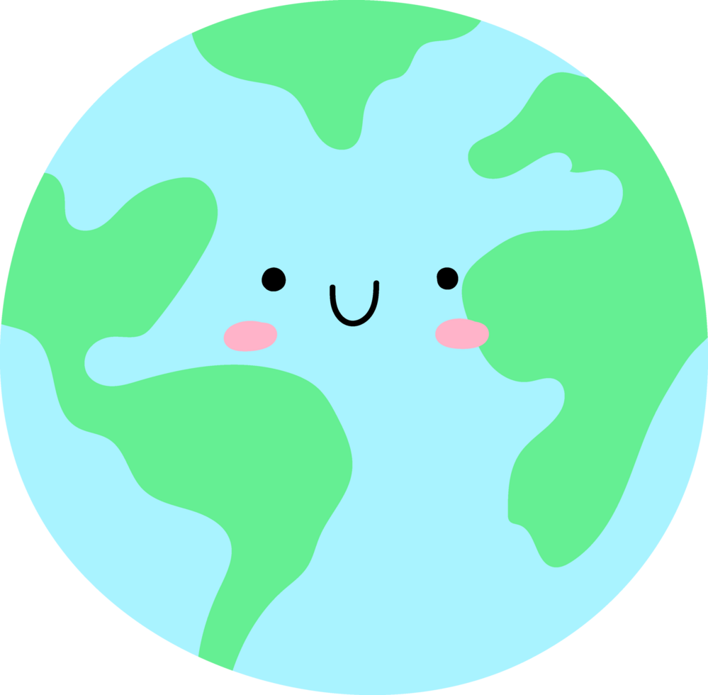 schattig aarde tekens met emoties, opslaan planeet concept. png