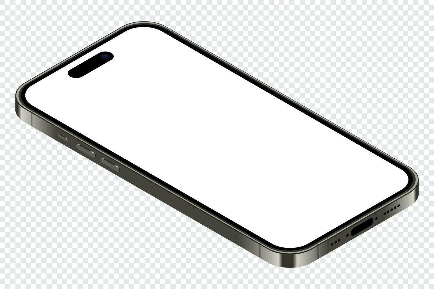 Realistic smartphone mockup. Isometric smartphone. 3d mobile phone with blank screen. Vector illustration