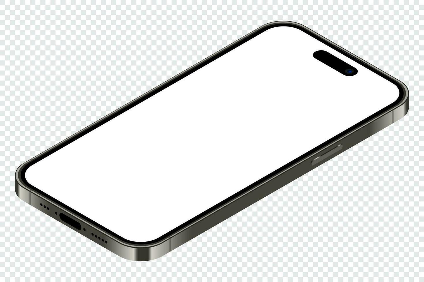 realista teléfono inteligente Bosquejo. isométrica teléfono inteligente 3d móvil teléfono con blanco pantalla. vector ilustración