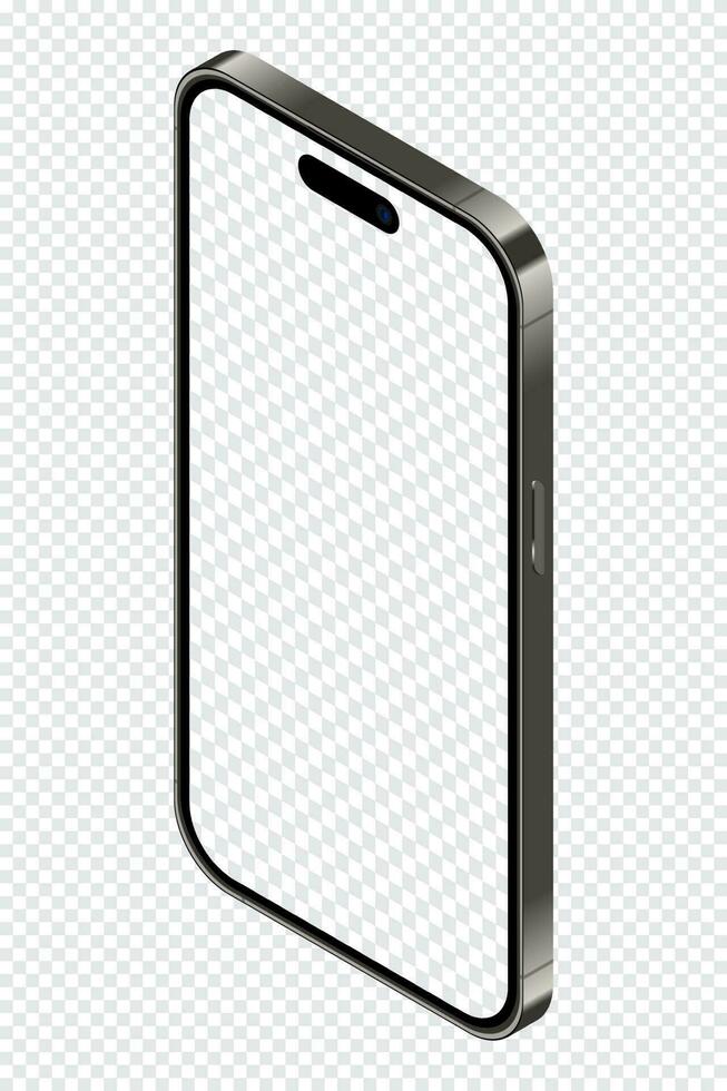 Realistic smartphone mockup. Isometric smartphone set. 3d mobile phones with blank screen. Vector illustration