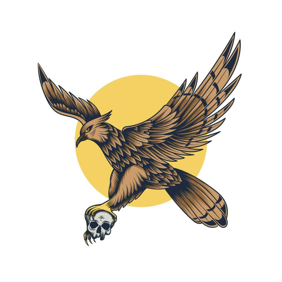 Javanese Eagle Holding Skull and Fly vector