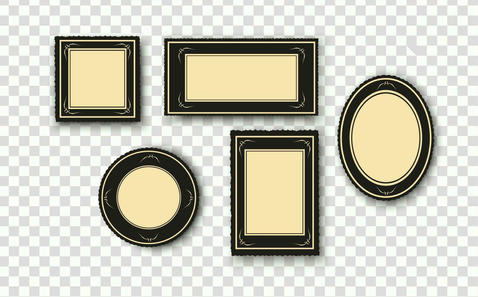 un conjunto de Clásico foto marcos con decorativo elementos desde pasado eras.vintage concepto diseño para álbumes de recortes y hogar interiores vector