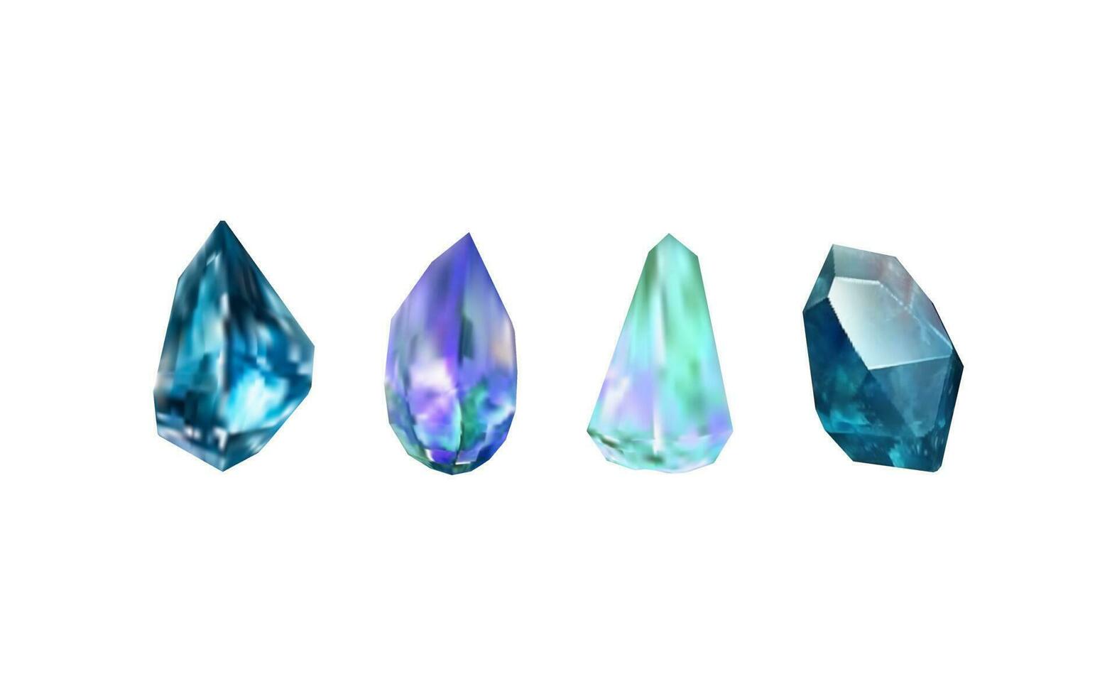 A collection of images of diamonds of various geometric shapes, colors and sizes.Glass shiny crystals with different shades reflecting light.Vector realistic set of glow gemstone or colorful ice. vector