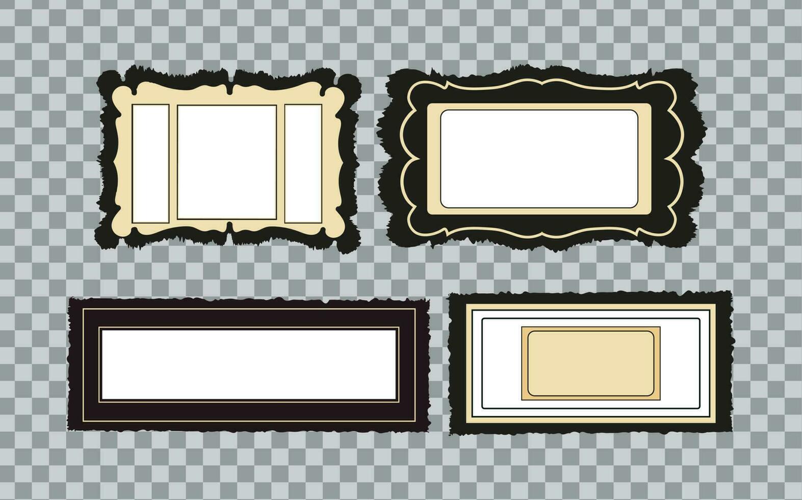A set of vintage photo frames with decorative elements from past eras.Vintage concept design for scrapbooks and home interiors. vector